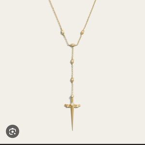 New Awe inspired winged sword lariat White Topaz Pendant Necklace